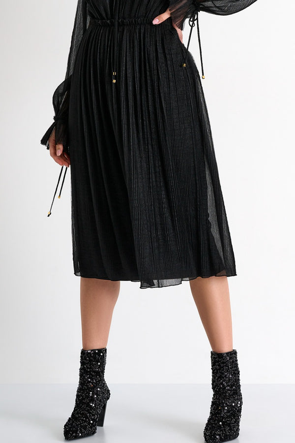 Shan Naomi Long pleated mesh Skirt